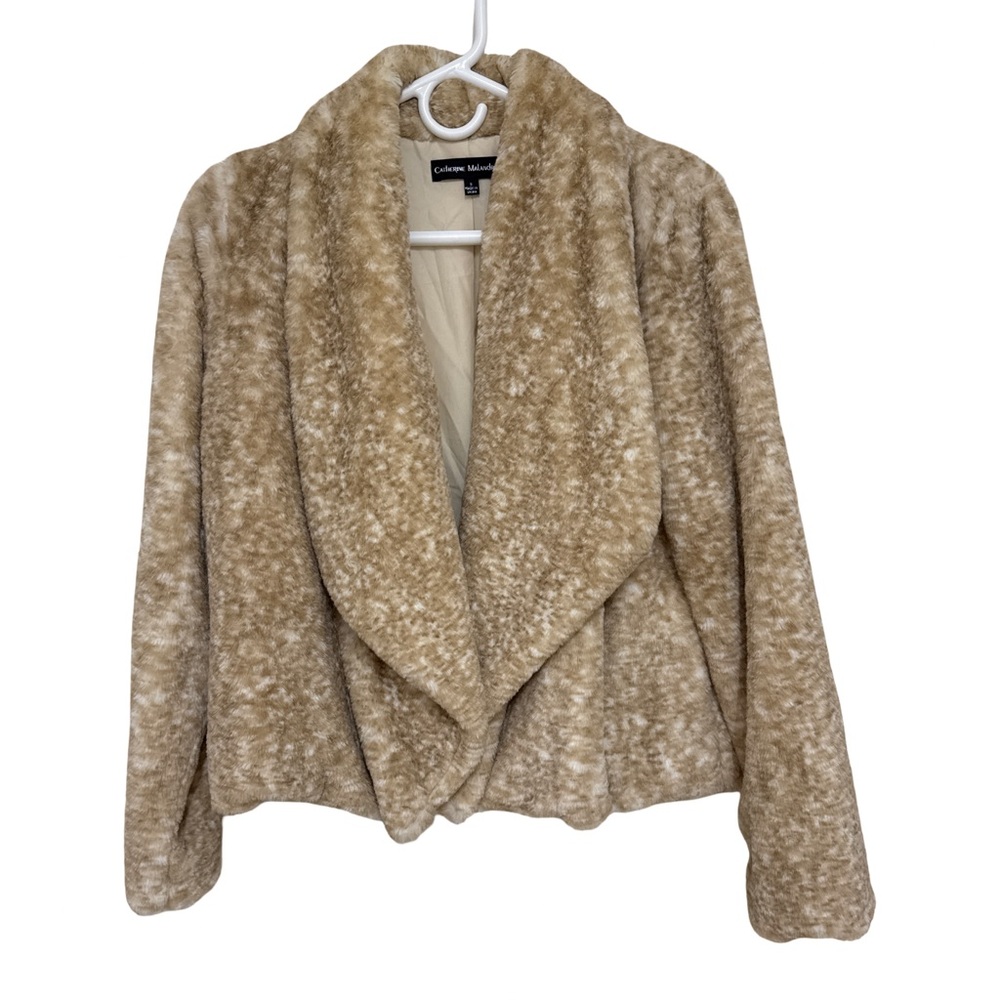Catherine Malandrino Faux Fur Draped Open Front Cropped Jacket Women’s Small